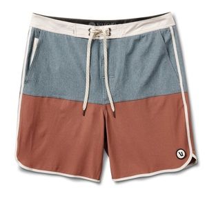 Vuori Stripe Cruise Board Shorts Lake Hazelnut Linen Texture Block